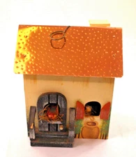 Cute Wood and Copper Top Bird House Hand Painted Super Cute