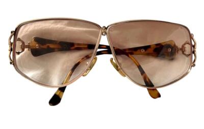 VTG COURREGES 70s 80s Eyeglass Frames~ Tortoise & Gold~ RX~ Filagree Rhinestones