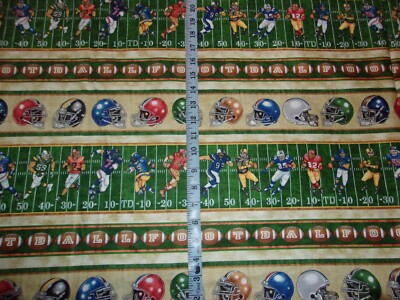 Football Stripe Allover Gridiron Green Cotton Fabric by Dan Morris BHTY