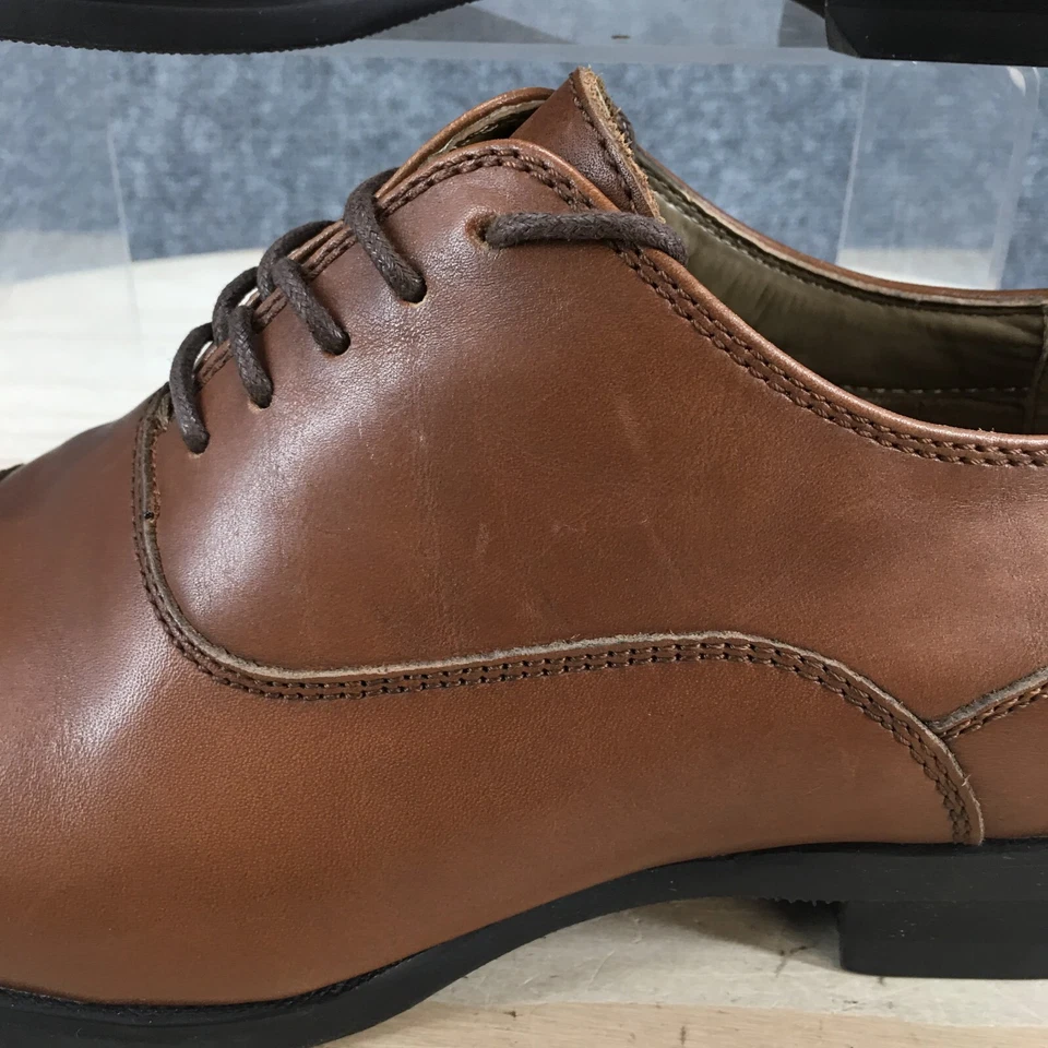 Calvin Klein Shoes Mens 8 M Carlton Dress Cap Toe Oxford Brown Faux Leather - Image 3 of 4