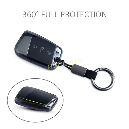Transparent Black Smart Car Key Fob Chain Cover Case For VW Atlas Arteon Passat - Picture 4 of 8