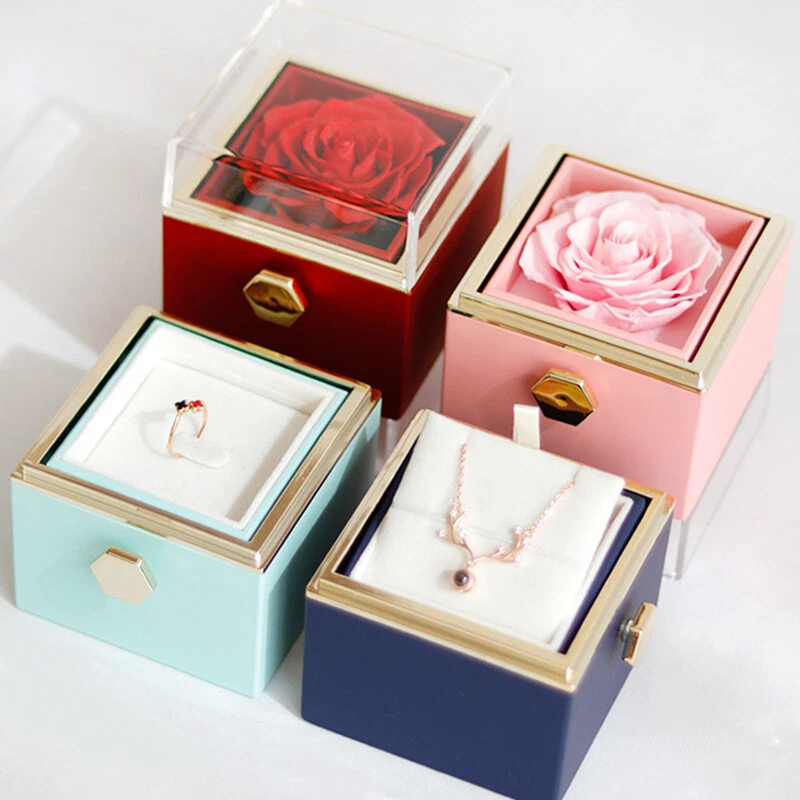 Flower Rotating Jewelry Box Creative Eternal Rose Gift Box - Temu