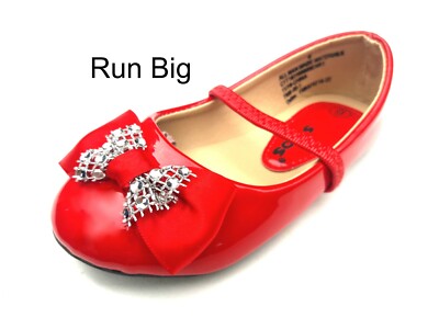 Toddler girls red ballet flat dress shoes size 4-9 Patent Leather