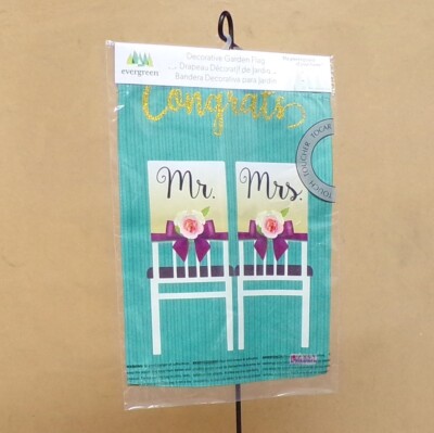 Mr. and Mrs. Chairs Garden Suede Flag 12.5''x18'' New Evergreen Flag & Garden