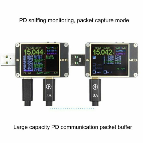WEB-U2 USB Current / Voltage Meter QC4+ PD3.0 2.0 PPS Fast Charge Protocol Test - Afbeelding 5 van 12
