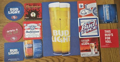 17 neue Budweiser und Bud helle Bierdeckel (pk21)