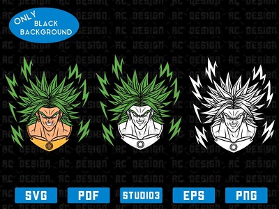 Broly Face SVG. Super Saiyan Svg. Dragon Ball Svg. Broly Vector. Broly clipart