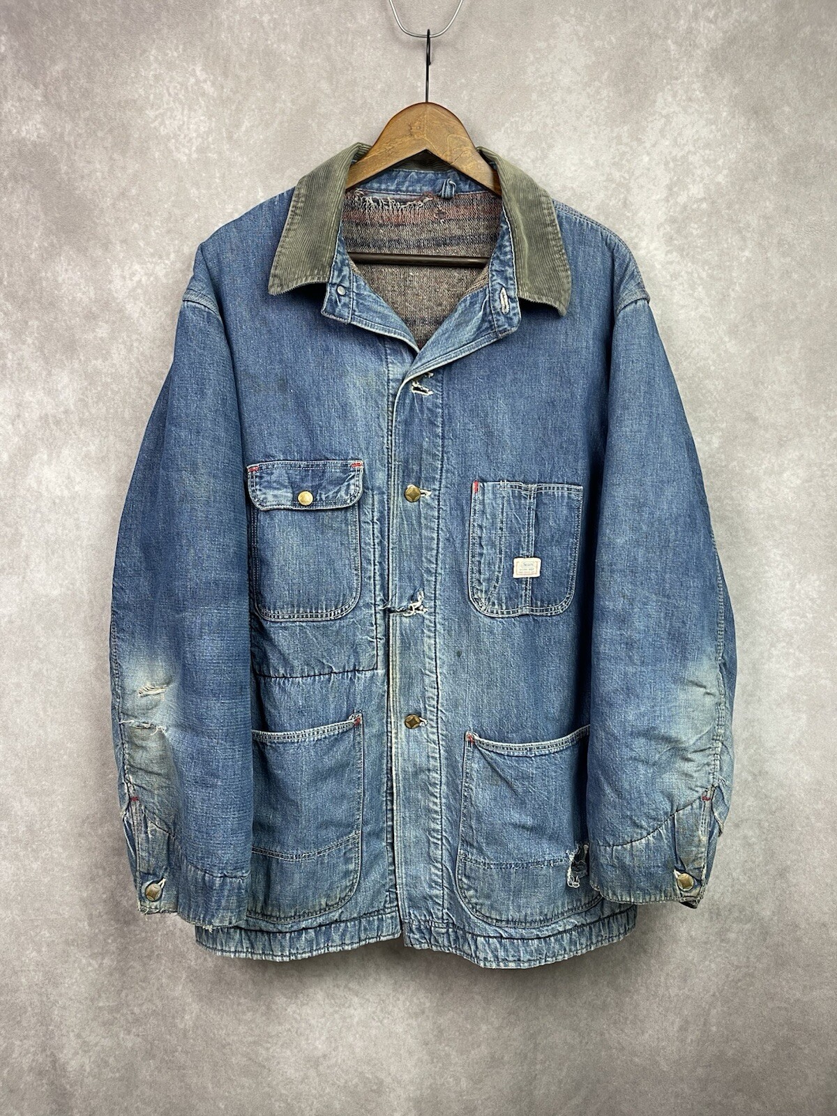 Vintage 50s 60s Sears Roebuck Denim Lined Barn Chore Work Jacket