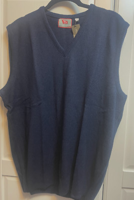 Navy V Neck Sweater Vest-Pennington & Bailes-Mens Size L