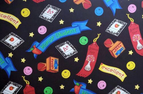 Back to School Award Notebook Honor Student Cotton Fabric Traditions 1 1/2 yard - Picture 2 of 6