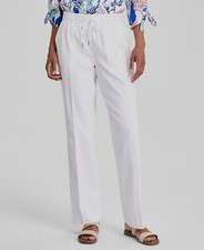 Jones New York Womens White Linen-Blend Drawstring Pants Size: L