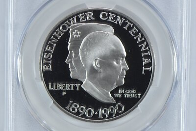 1990-P Eisenhower Commemorative Silver Dollar PR69 DCAM CAC CACg