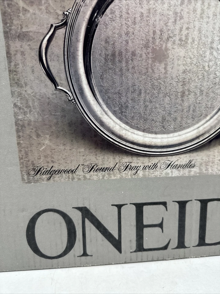 Oneida Silverplate Ridgewood Round Tray With Handles 14.5”. 82021914A Free Ship - Image 3 of 4