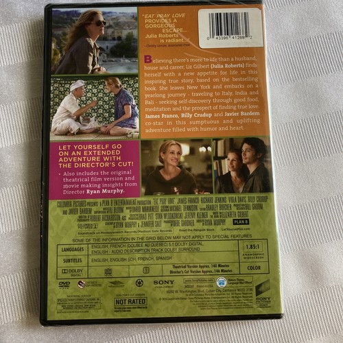 Eat Pray Love Widescreen Edition DVD Brand New Unopened Free Shipping - Picture 2 of 2