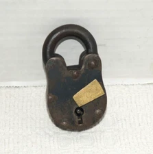 Antique Vintage PADLOCK 10 Rivet Back No Key Unbranded