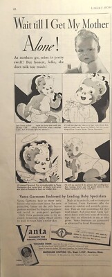 Vintage Print Ad 1937 Vanta Garments For Infants Children Sunny Dispositon Baby