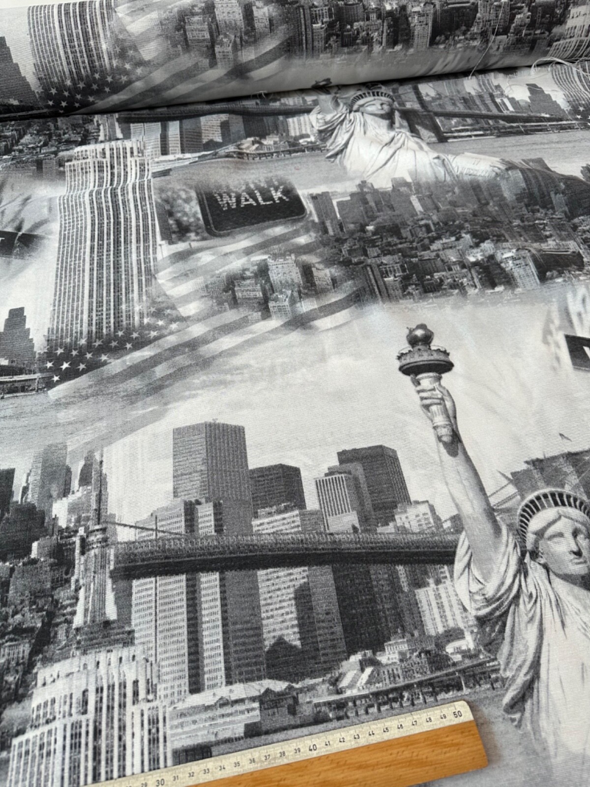 Baumwolle Stoff Loneta -New York- SchwarzWeiß Dekostoff Ab 50cm
