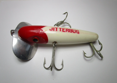 Vintage Fred Arbogast Muskie Jitterbug Red White Fish Fishing Lure