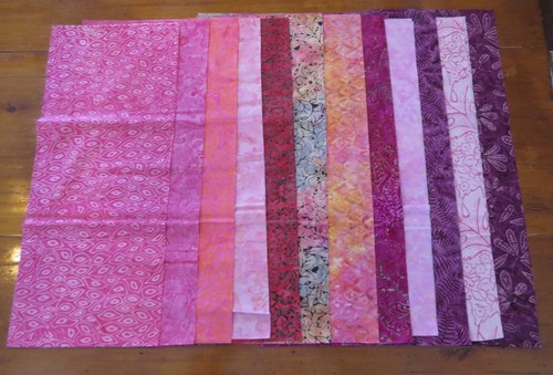 Lot of 12 Timeless Tonga Batik Blooms Quarter Cuts Quilting Fabric