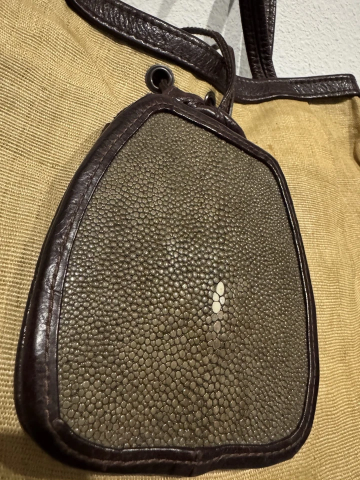 Bolso de Hombro R&Y Augousti Tejido Grande De Colección Cuero + Acento Raya Foto 4 de 4