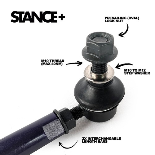 Stance+ Adjustable Front Drop Links 150mm-320mm M10 M12 BMW 1 Series 2004-2011 - Picture 2 of 6