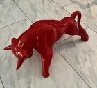 Vintage MCM Royal Haeger Pottery Large Red Ceramic Bull Figurine Statue 18”