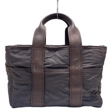 Auth HERMES Acapulco PM - Dark Brown Nylon Leather None Handbag
