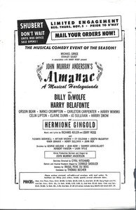 John Murray Anderson's Almanac Herald Flyer Ad, Harry Belafonte, Pre-B'Way, 1953