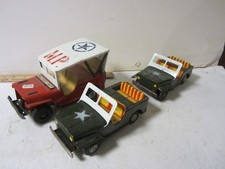 Lot of 3 JAPANESE TIN "MP" MILITARY POLICE JEEP, FRICTION 7-1/2 " LONG