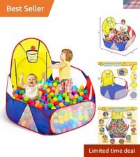 Large Pop-Up Kids Ball Pit Playhouse with Basketball Hoop  Storage Bag - 4ft