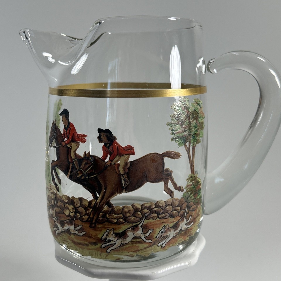 Rare Bar Alerbe Martini Pitcher Vintage 1930S Hand Enamel Hunt EQUESTRIAN