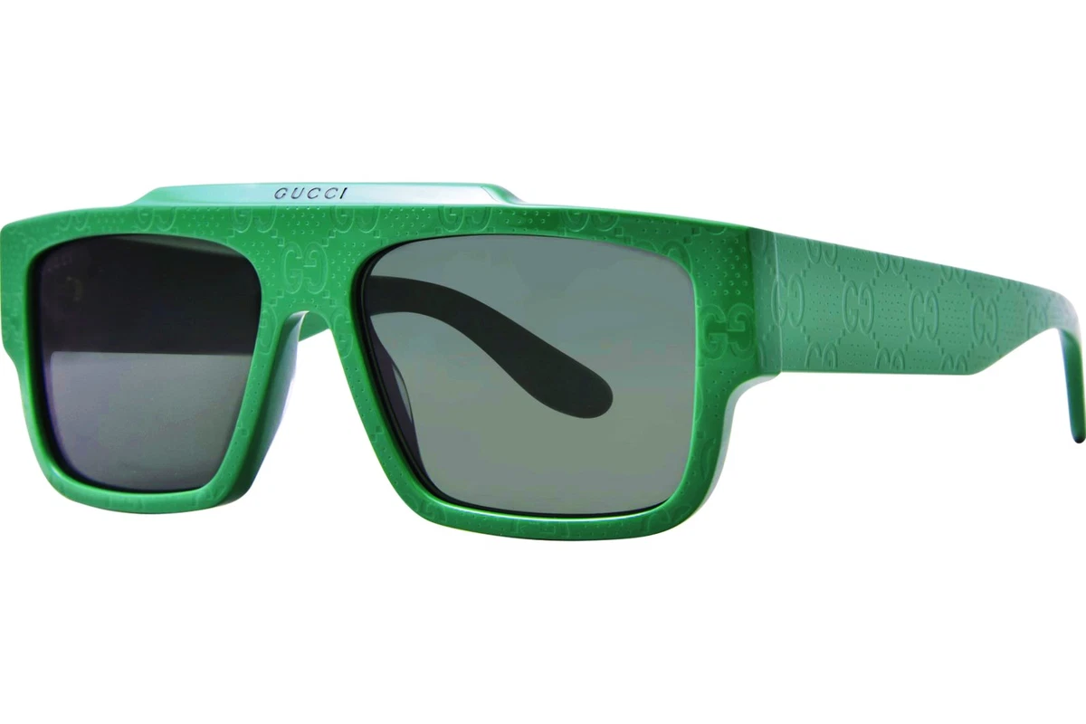 Gucci Olive Green Square-Frame Sunglasses with Mirrored Lenses Gucci Square-Frame Injection Sunglasses Green Green Green  main image 3