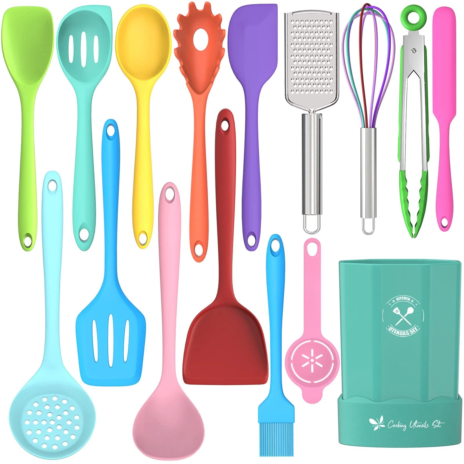 Silicone Kitchen Utensils Set, 16-Piece Silicone Cooking Utensils by , Heat R...
