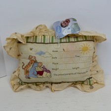 Disney Baby Winnie the Pooh Keepsake Pillow Birth Announcement Yellow Ruffle NWT