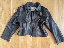 Vintage MOUSSA Genuine Leather Jacket Black Biker Punk Grunge 90s Boho Medium