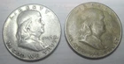 1948 D, & 1949 S * 2 SILVER Ben Franklin HALF DOLLARS * As Seen * USA $5.00 SHIP
