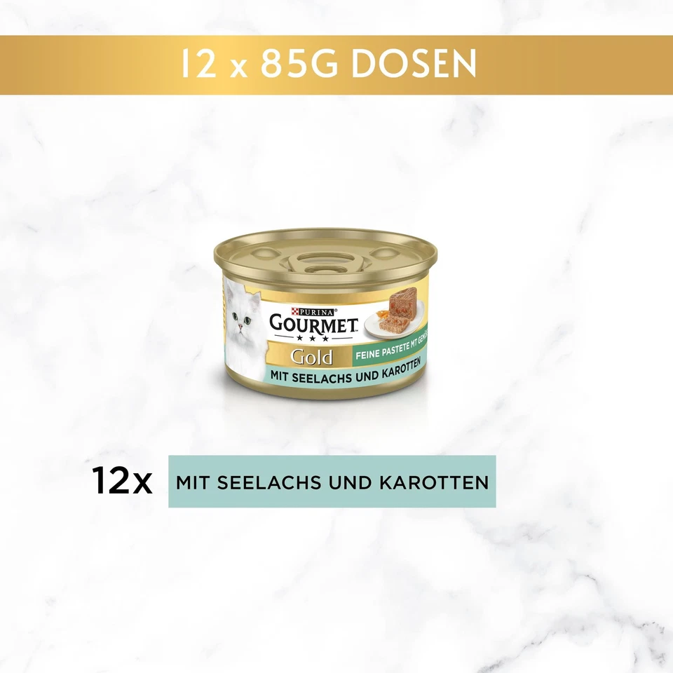 Gold Feine Pastete mit Gemüse Katzenfutter nass mit Seelachs und Karotten 12e... - Bild 4 von 4