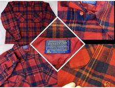 VTG Pendleton Board Shirt Flannel Loop Collar Mens Large 60s 70s Wool USA -Holes