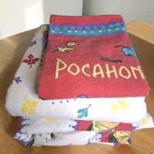 Vintage Disney Pocahontas Twin Sheet Set and Pillowcase 100% Cotton Flannel RARE