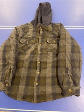 Legendary Outfitters Hooded Lined Flannel Jacket Mens XL Blue Plaid Button Up