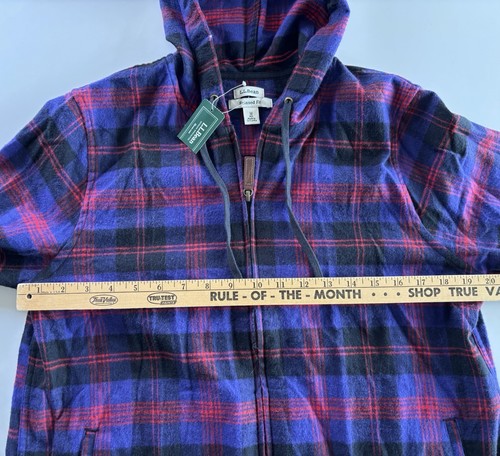 L.L. Bean Para Mujer Calce Relajado Escocés Franela a Cuadros Con Capucha Cremallera Talla Mediana - Imagen 6 de 12