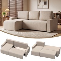 Ecksofa Mit Schlaffunktion L-Form 3-Sitzer Sofa Mit Umkehrbarer Chaiselongue
