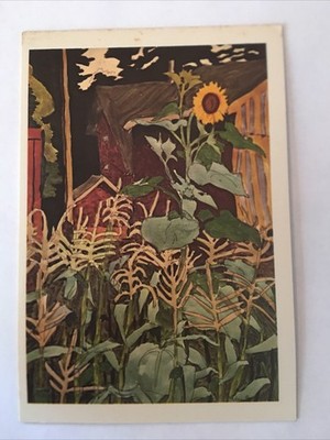 Charles Burchfield Watercolor August Evening Sunflower Art Vintage Postcard