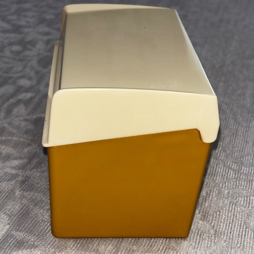 Vintage Harvest Gold Plastic Recipe Box White Daisy Floral Mid Century Retro - Picture 2 of 9