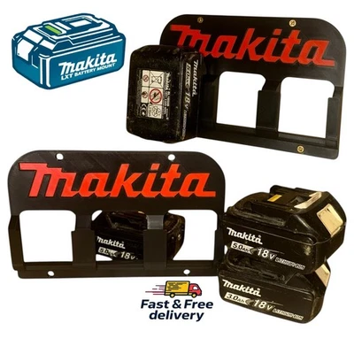 Makita 18V LXT 3 Slot Battery Wall Mount Holder | Blue & White or Black & Red - Image 1 of 4