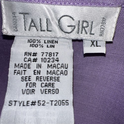 Tall Girl Linen Shirt XL Tall Light Purple - Picture 5 of 6