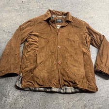 Reportage Men's Brown Suede Plaid Lined Shacket S/M Italy VTG Retro Western