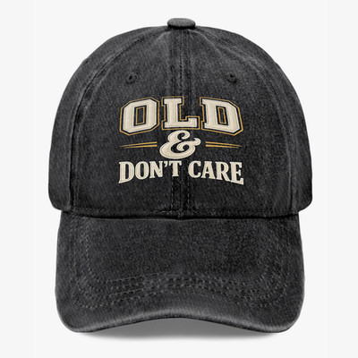 Old and Don t Care Hat Funny Sarcastic Vintage Style Baseball Cap Adjustable