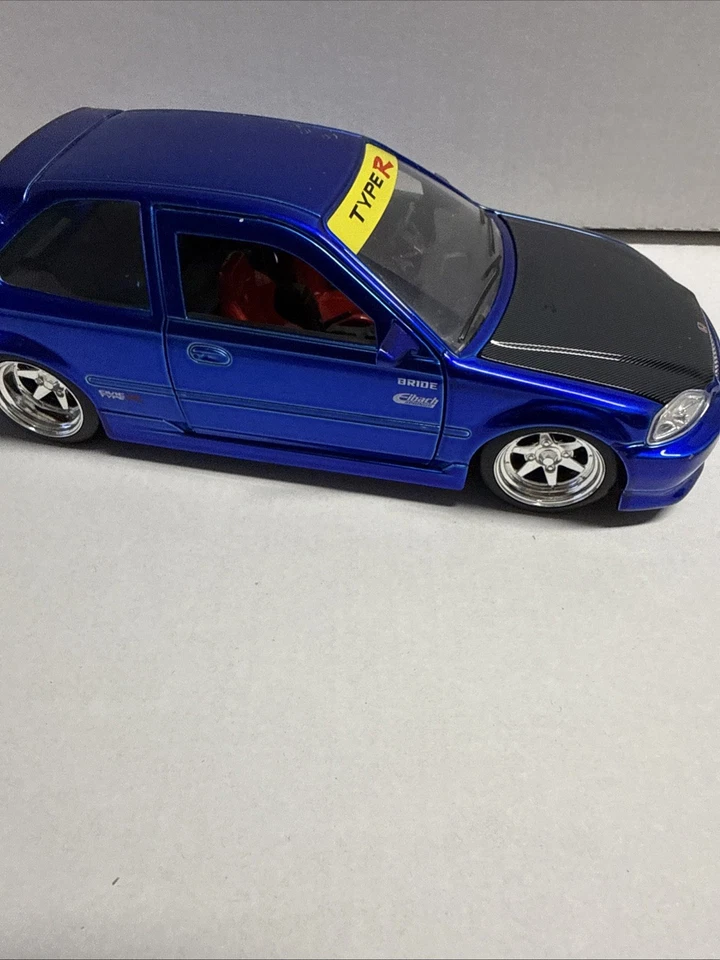 Sintonizadores Jada JDM 1997 HONDA CIVIC EK tipo R azul fundido a presión 1:24 Foto 3 de 4