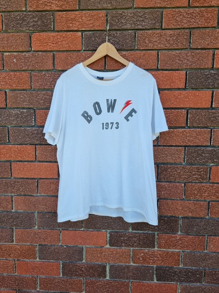 White David Bowie Band Graphic T-Shirt Size 20 Cotton Classic Rock Concert Tee